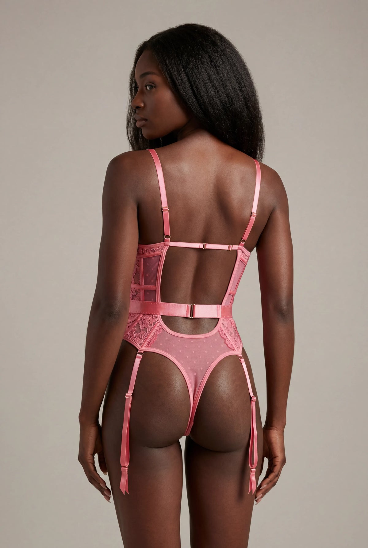 Body en dentelle avec tour de cuisses - AUDACE Rose