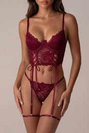 Three-piece lingerie set - Promise Bordeaux 