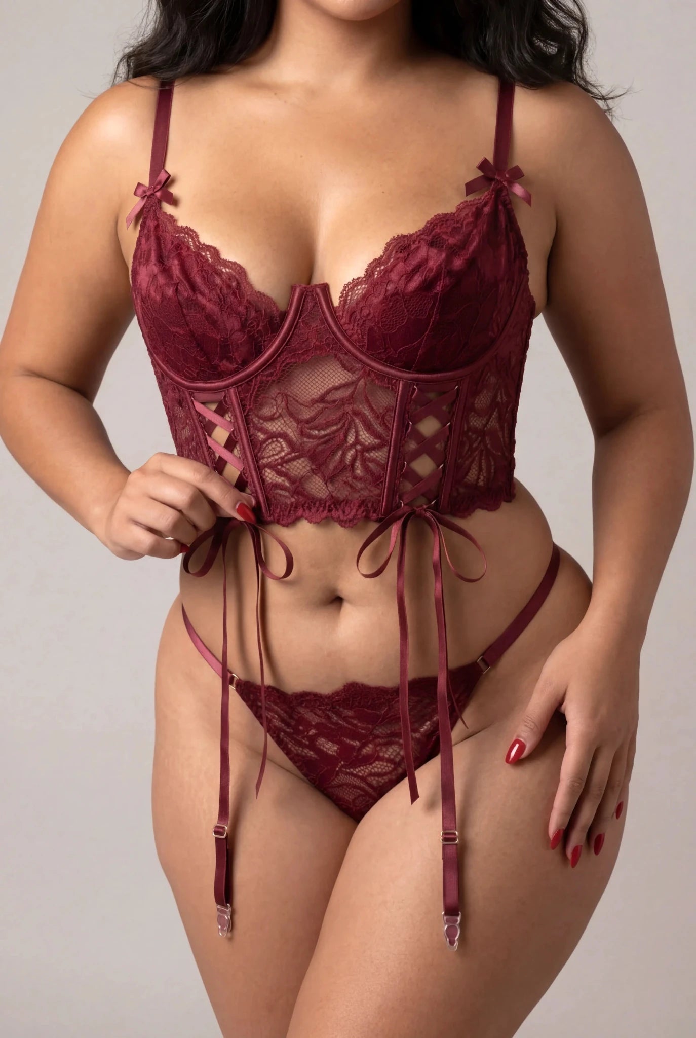 Ensemble lingerie trois pièces - Promise Bordeaux - NAKED Underwear FR