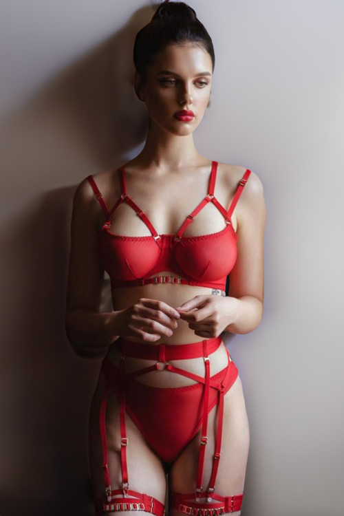 Ensemble lingerie cinq pièces - EUPHORIA Rouge - NAKED Underwear FR