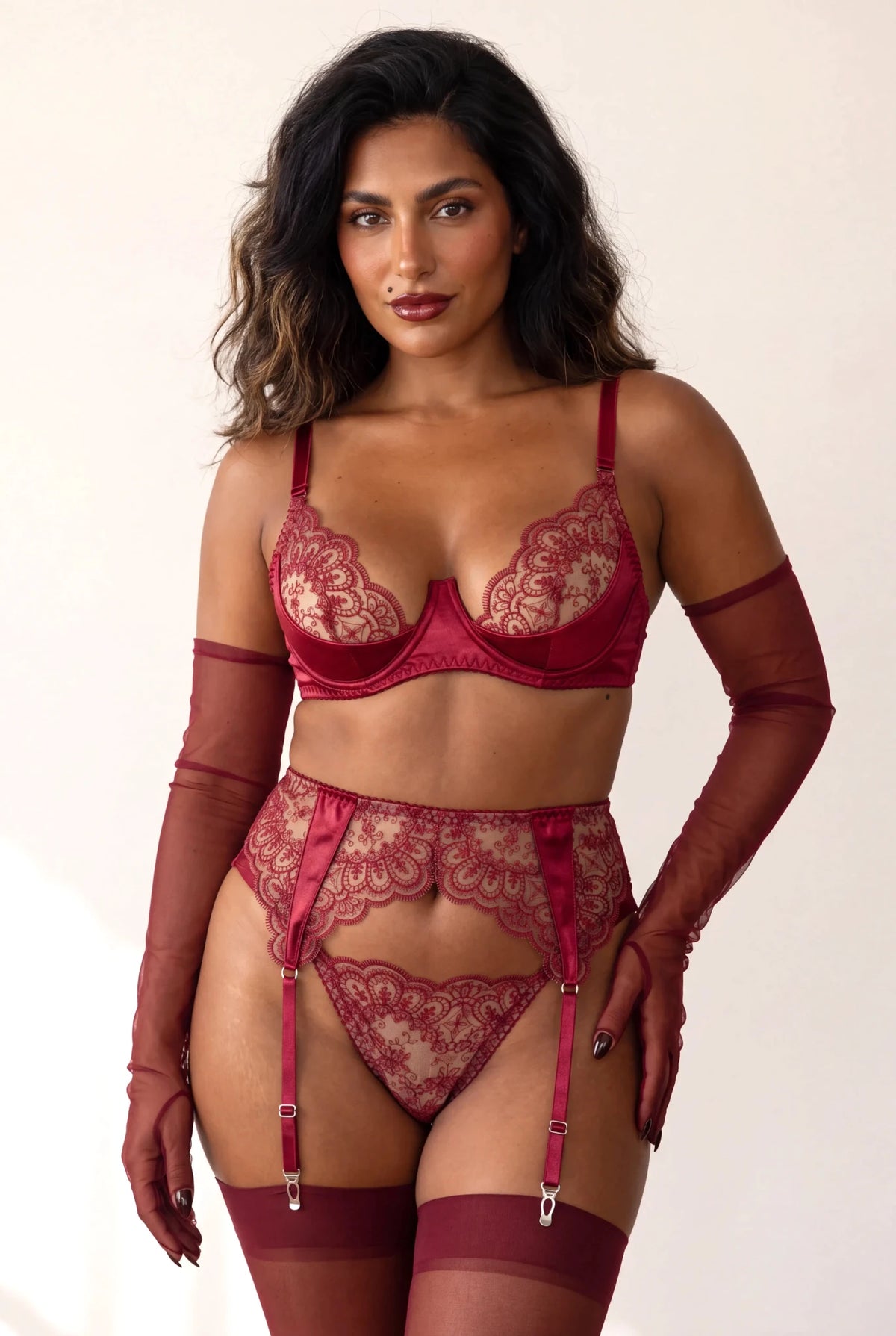 Porte-jarretelles - EMBRACE Bordeaux - NAKED Underwear FR